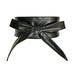 Women Waist Cover Long belt collocation Red Dress Decoration Bow Tie Extra Wide Black All around Strap Extended 226cm lot color