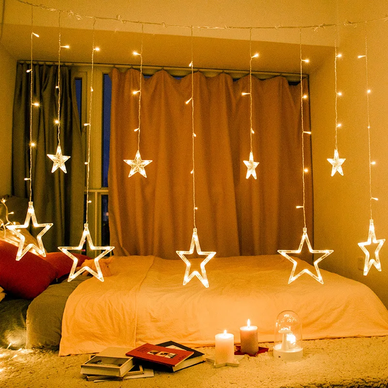 

LED Twinkle Light 2.5 M Wide Star Curtain Light INS GIRL'S Heart Room Ornamental Festoon Lamp Five-pointed Star Lighting Chain