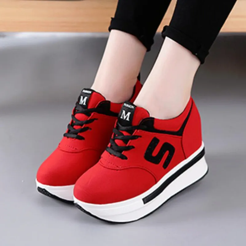 

2020 NEW Platform Women Shoes Height Increasing Canvas Wedges Platform Heels Shoes Sneakers Women Casual Shoes Chaussure Femme