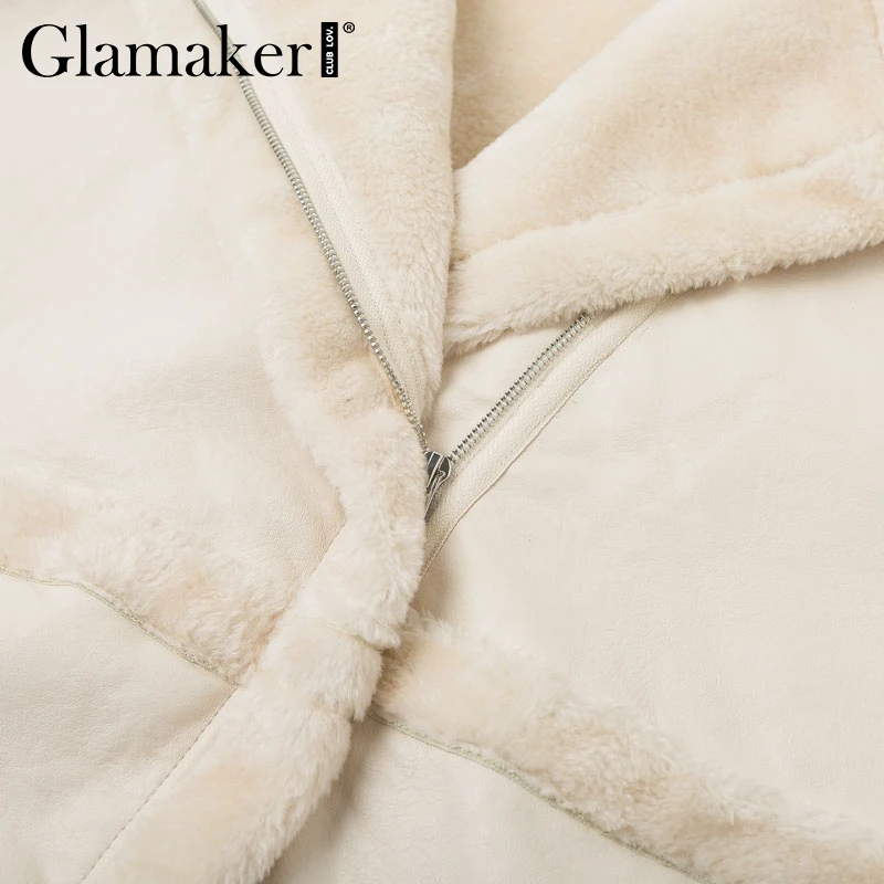 Glamaker/пальто из искусственного меха, овечья кожа, женская верхняя одежда, удобная повседневная теплая куртка с карманами, плюшевый мех, женская зимняя куртка с подкладкой, куртка в русском стиле
