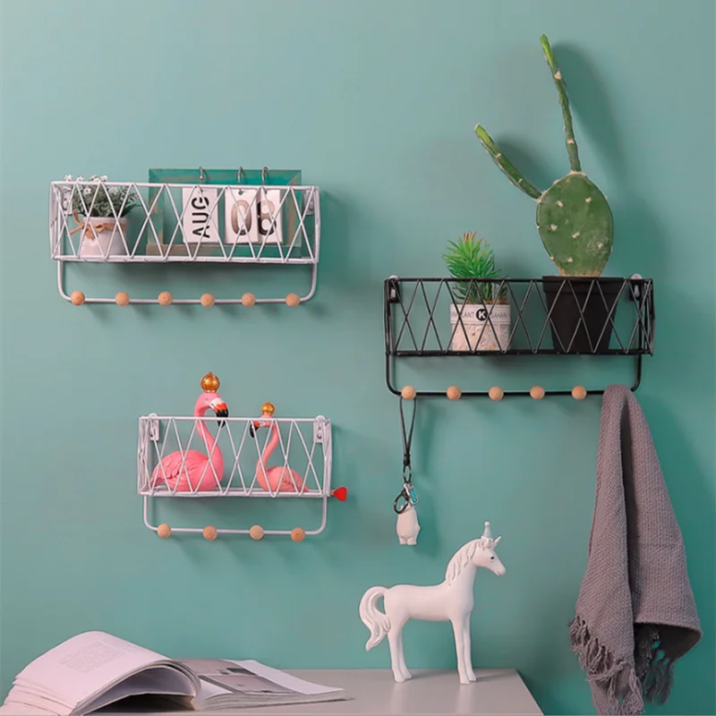 Nordic Simple Creative Iron Wall Holders Kitchen Shelf Home Decoration Racks Hanger Keys Hooks Storage Rack Frame Organizer | Дом и сад