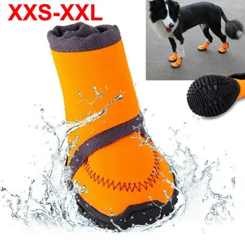

Pet Dog Winter Warm Snow Booties Waterproof Anti-Slip Protective Shoes Boot orange Rubber Rain Shoes For Small Dogs Pet Products