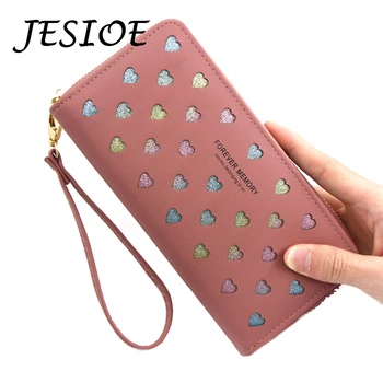 

Women Long Wallets Lether Purse Ladies Hollow Love Card Holders for Women Clutch Female High Capacity Money Clip Phone Wallets