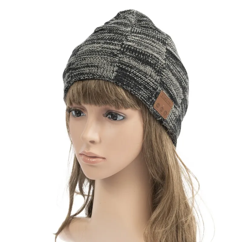 Зимняя теплая Модная трикотажная шляпа ветронепроницаемая шапка головной убор для Bluetooth V5.0 съемные bluetooth-стереонаушники наушники