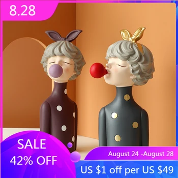 

Nordic abstract sculpture angel statue decoration statue home decoration accessories cute girl people resin home decoration