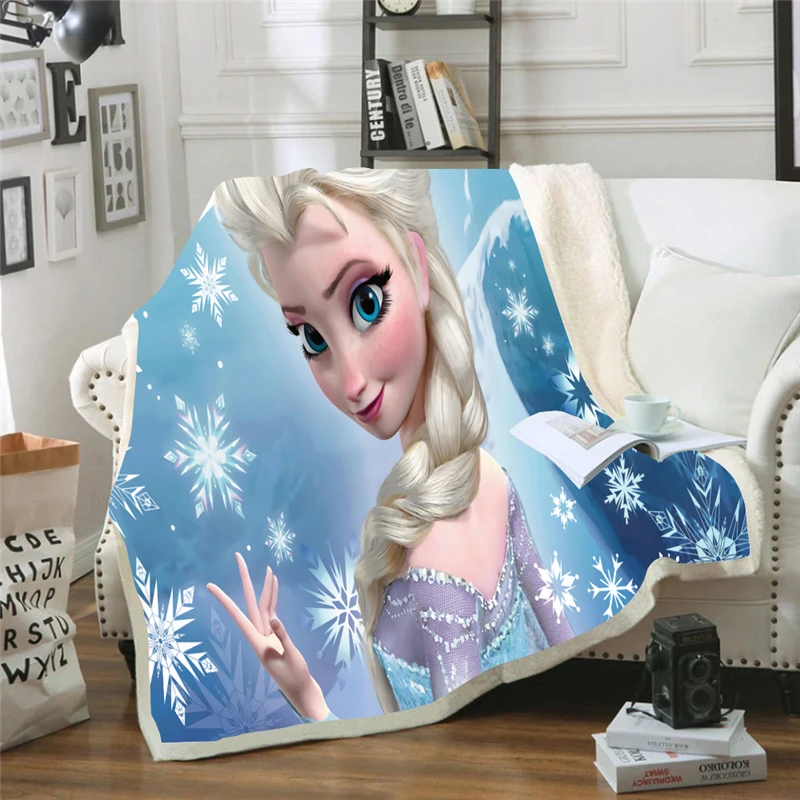 Детское Флисовое одеяло Disney мягкое теплое с мультяшным рисунком Анны Эльзы