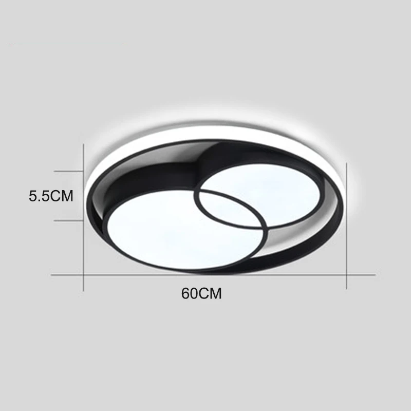Black 60CM Современный светодиодный круглый потолочный светильник s светильник ing скандинавский декоративный светильник для гостиной, ресторана, детской спальни, светильник для учебы - Цвет корпуса: Black 60CM