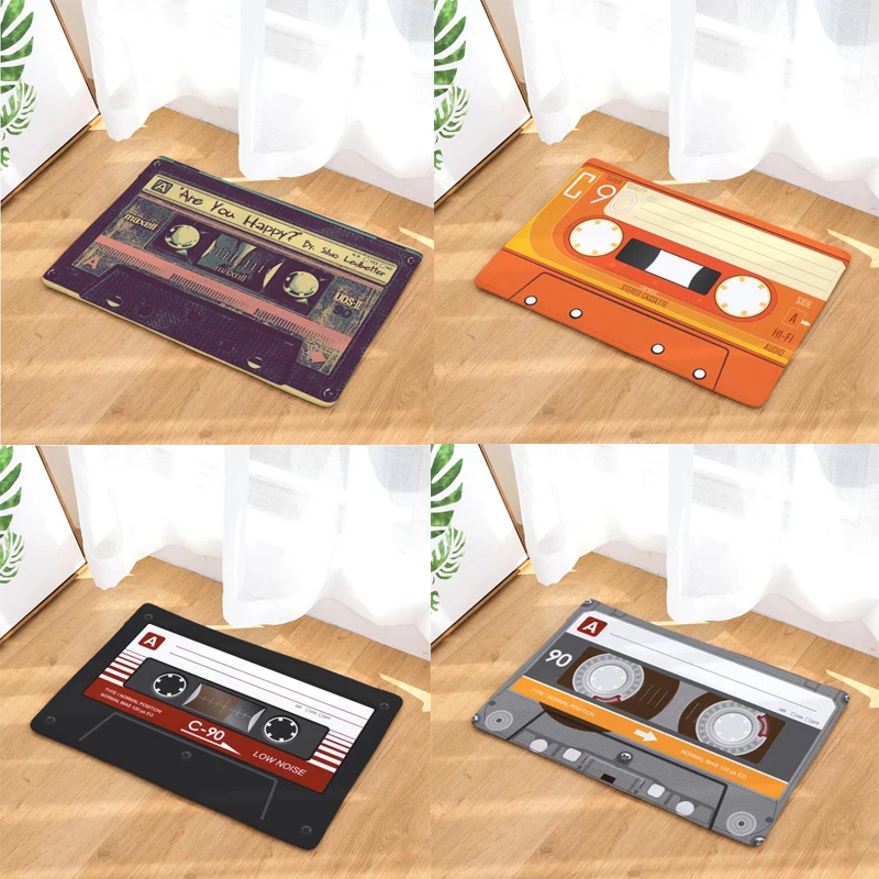 

Vintage Magnetic casset Tape Mix Tape Carpets Entrance Anti-Slip Doormat Bedroom Rugs Home Decorative Stair Mats