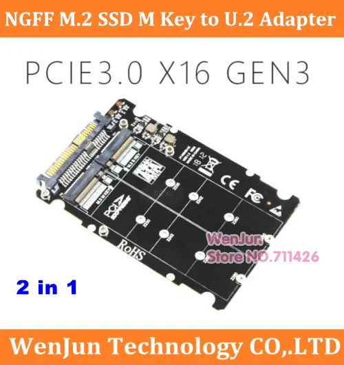 

Top Sale 2 in1 M.2 NVMe SATA-Bus NGFF SSD to PCI-e U.2 SFF-8639 Adapter M.2 SSD to U.2 Converter for Desktop Computer