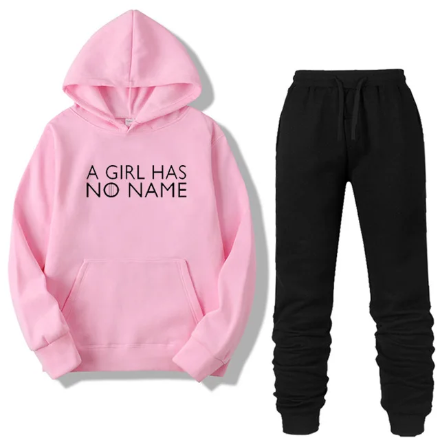Pink-B Комплект из двух предметов, толстовка с надписью «Game Of Thrones A Girl Have No Name», мужской/женский спортивный костюм, осенняя брендовая одежда, комплекты из толстовки и штанов - Цвет: Pink-B