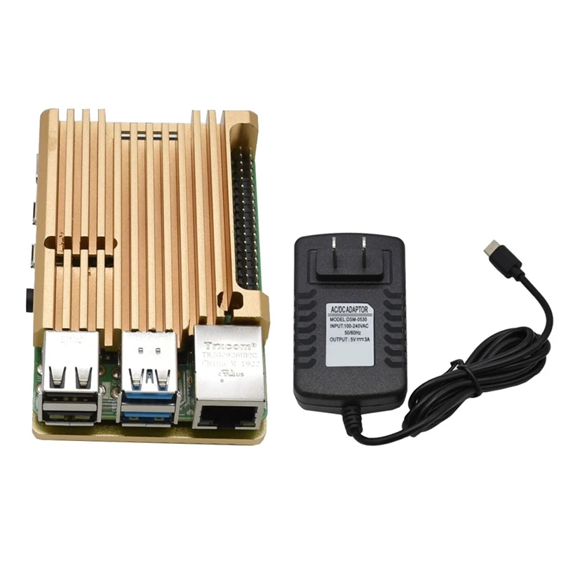 Для Raspberry Pi 4B 2G ram DIY Kit Поддержка 2,4/5,0 GHz wifi Bluetooth 5,0 с алюминиевым ЧПУ сплав защитный Золотой чехол 5V 3A P