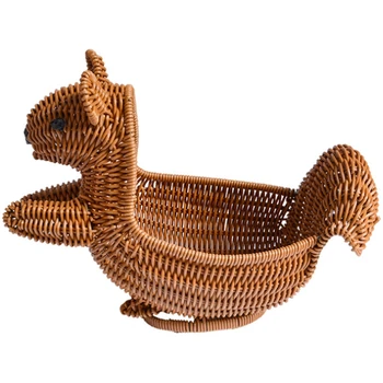

Creative Squirrel Storage Basket Animal Rattan Woven Storage Basket Fruit Basket Snack Basket