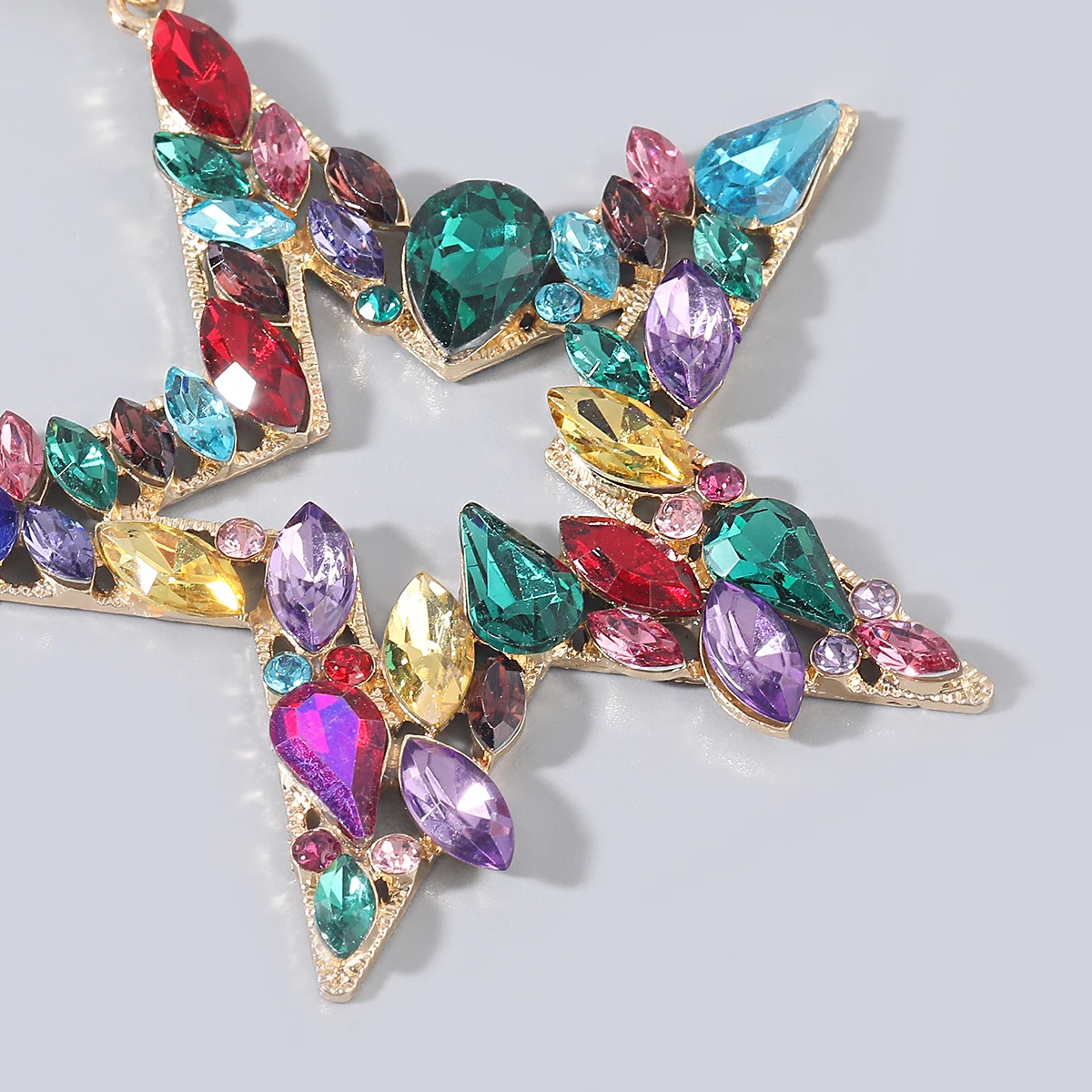 JIJIAWENHUA New Fashion Rhinestone Star Shape Pendant Luxury Women's Earrings Dinner Party Wedding Fashion Jewelry Accessories