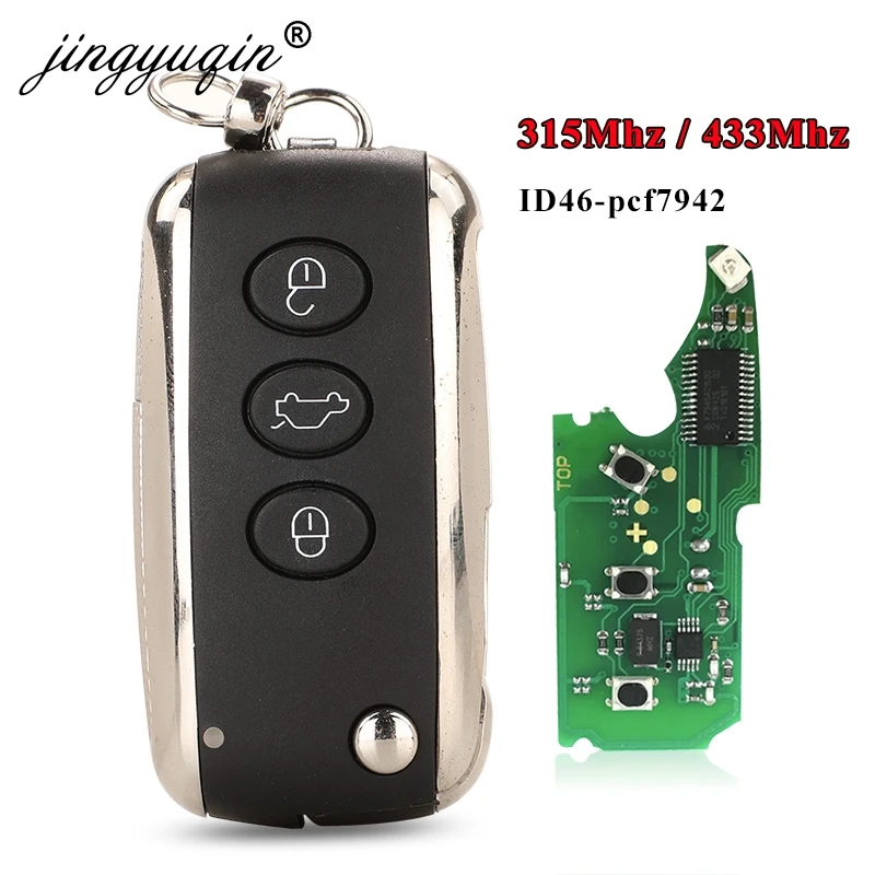 US $58.59 jingyuqin 31 Buttons 315433MHz ID46PCF7942 Flip Smart Remote Car Key For Bentley Continental GT Continental Flying Spur