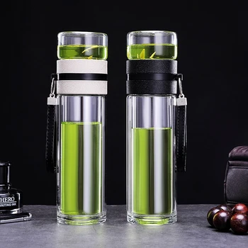 

300Ml Travel Drinkware Portable Double Wall Glass Tea Bottle Tea Infuser Glass Tumbler Stainless Steel Filters The Tea Filter