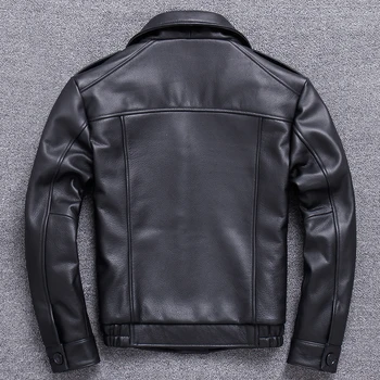 

2020 Short Genuine Cow Men Cowhide Casual Coat Flight Jacket Autumn Mens Leather Jackets Slim 9-1615 KJ2281