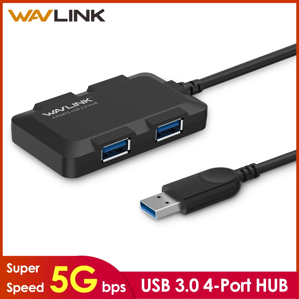 Мини концентратор Wavlink с 4 портами USB 3 0 портативный Суперскоростной компактный|4