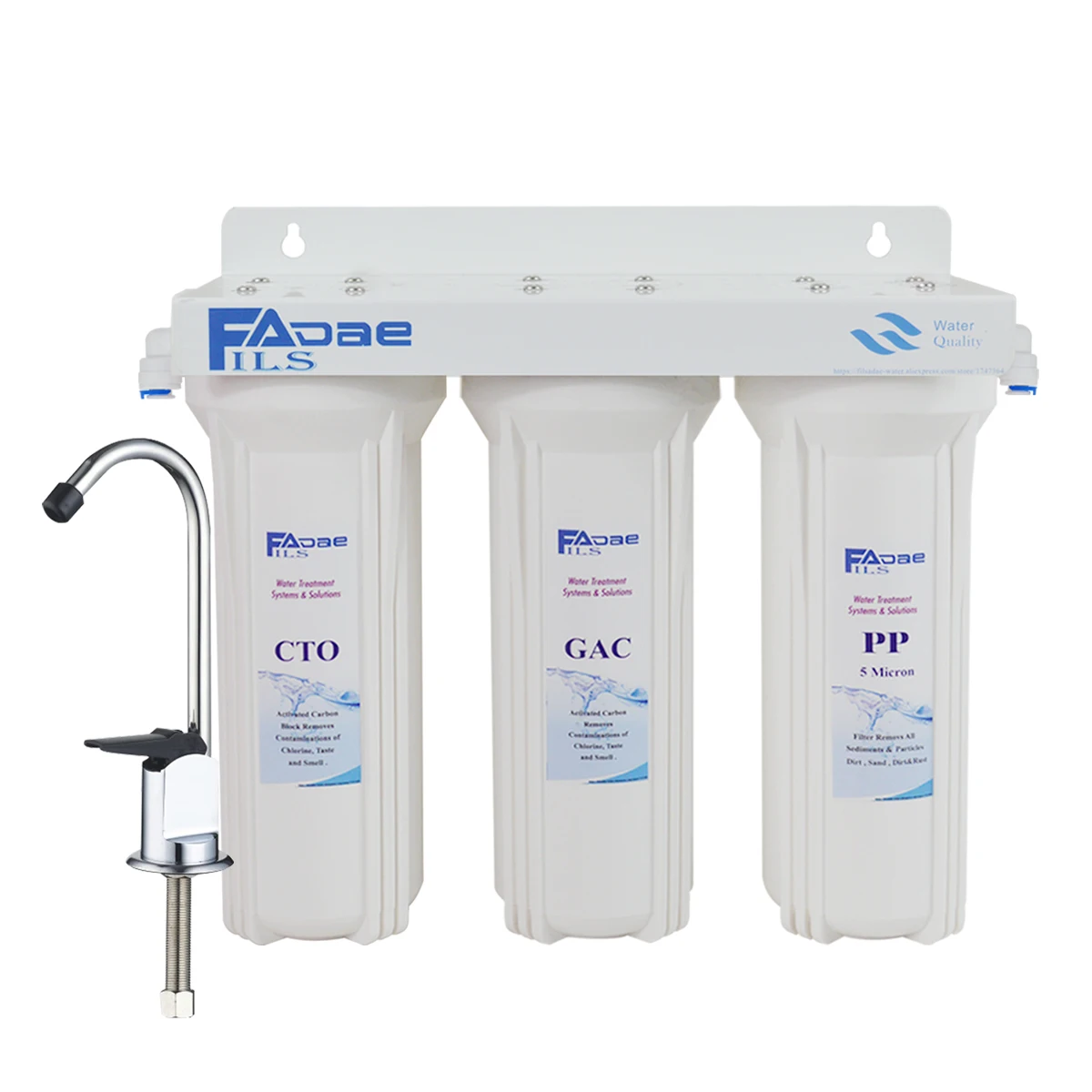 3-Stage Under Sink High Capacity Drinking Water Filtration System Includes Sediment, GAC,CTO Carbon Block Filters