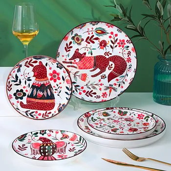 

10 Inch Nordic Style Set Plate Ceramic Tableware Fruit Salad Soup Spaghetti Plate Kitchen Utensils Porcelain