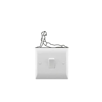 

Vinyl Decal Yoga Lady Stretching small light switch Sticker Car Decal Removable House Light Switch Decor Design Stickers C502