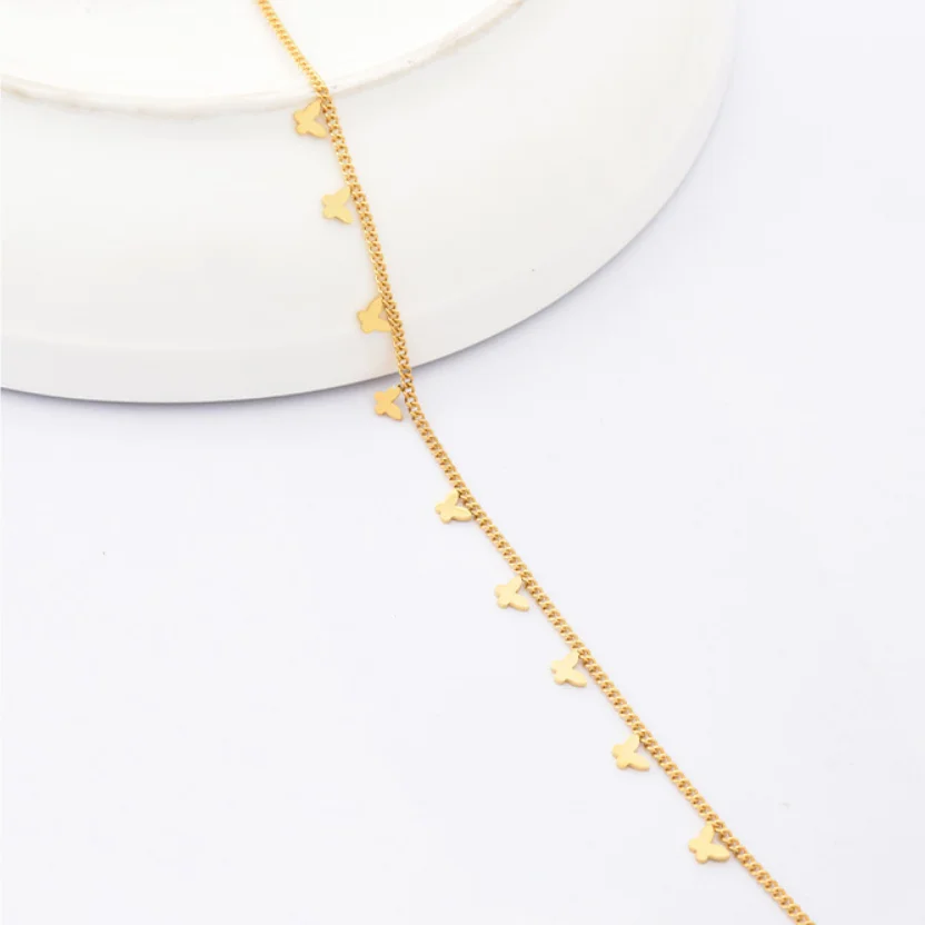 Ankle Chains 316L Stainless Steel Fashion Jewelry Minimalism Casual Gold Color Many Butterflies Charm Chain Anklet For Women Tobilleras