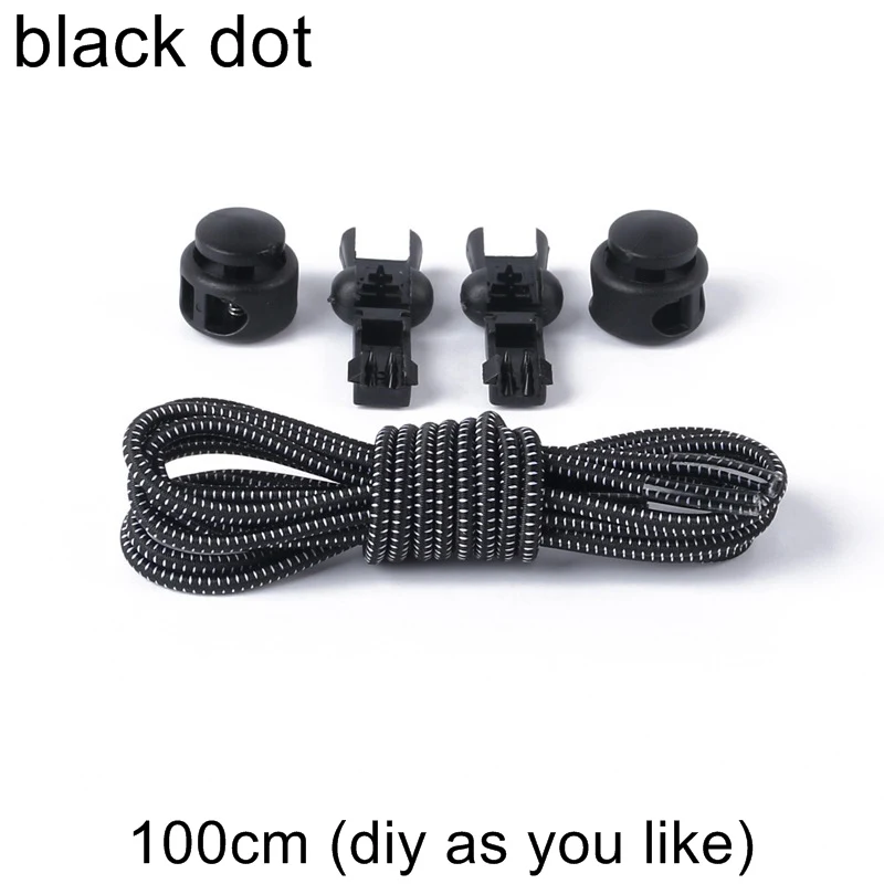 Style2-black-dot 1 пара шнурки без завязок эластичные шнурки для кроссовок быстрая ленивые шнурки строки - Цвет: Style2-black-dot