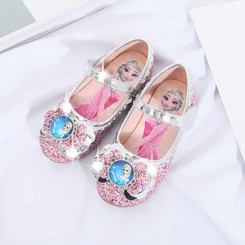 

2020 Spring Casual Kids Shoes Children Fashion Rhinestone Mary Jane Baby Pu Leather Shoes Girls Elsa Princess Shoes Toddler
