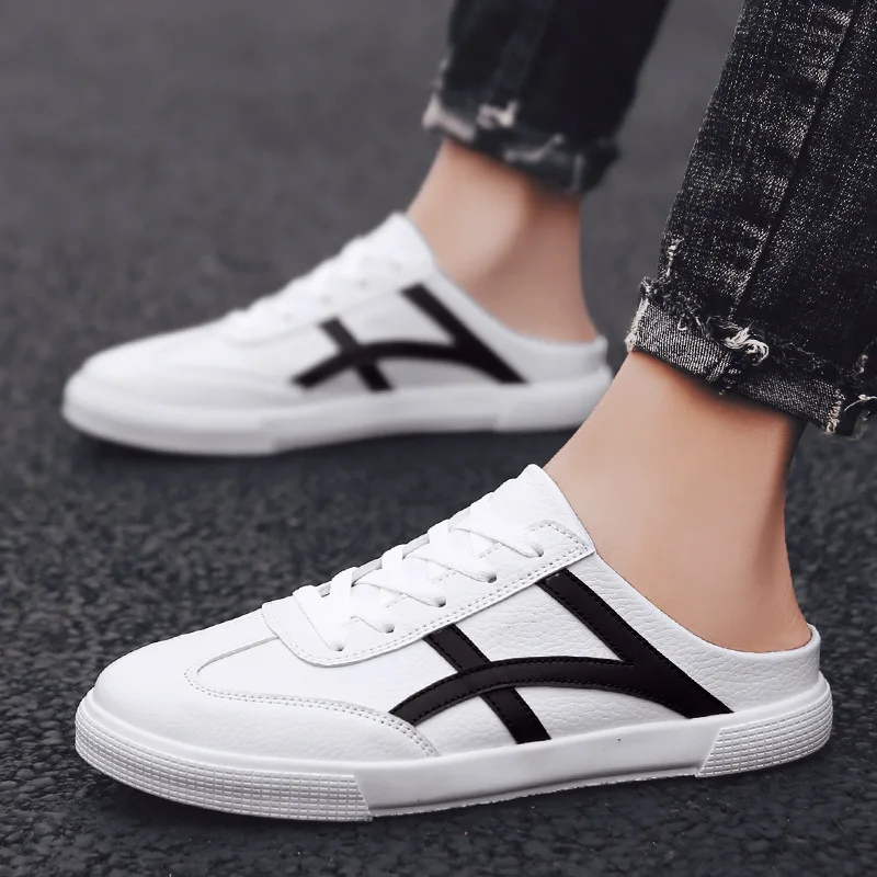 Мужские кожаные дышащие шлепанцы удобная мягкая Уличная обувь плоская подошва