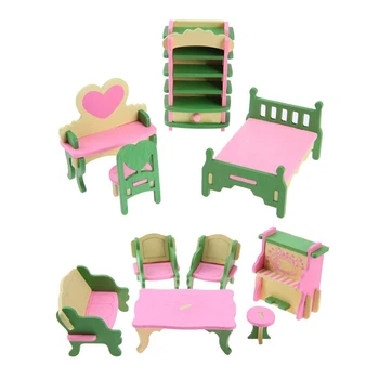 

2 Set Baby Wooden Dollhouse Furniture Dolls House Miniature Child Play Toys Gifts, 1 Set I839169 & 1 Set I839171 No.13