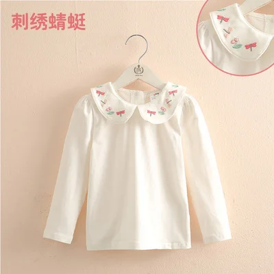 Детская футболка с отворотами г. Новая Осенняя корейская детская одежда для девочек Милая Детская рубашка с длинными рукавами tx-7617 - Цвет: 11