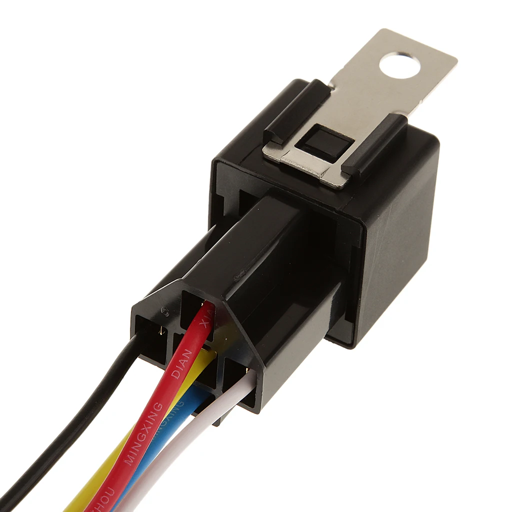 5PCS 12V DC 5-PIN SPDT Interlocking Relay Socket Harness Base (With Wires)