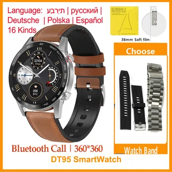

[ES] NO.1 DT95 SmartWatch Men IP68 Waterproof Bluetooth Call 360*360 ECG Heat Rate 1.3inch TFT Sleep Monitor VS L16 Smart watch