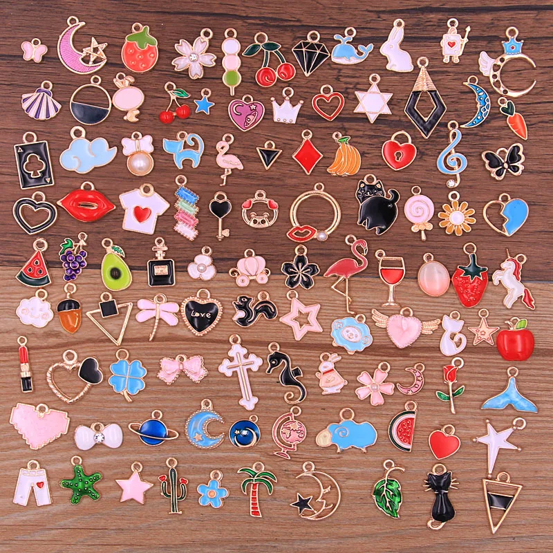 100 шт. разные стили размеры цветные металлические подвески-капли KC золотые