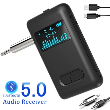 

Bluetooth 5.0 Receiver Wireless Auido Adapter 3.5mm AUX RCA Music Car Kit for Speaker Car Home with LCD Display Screen