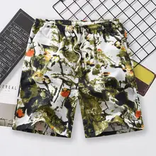 Модные цветочные мужские брюки с эластичной талией Летние повседневные шорты до колена