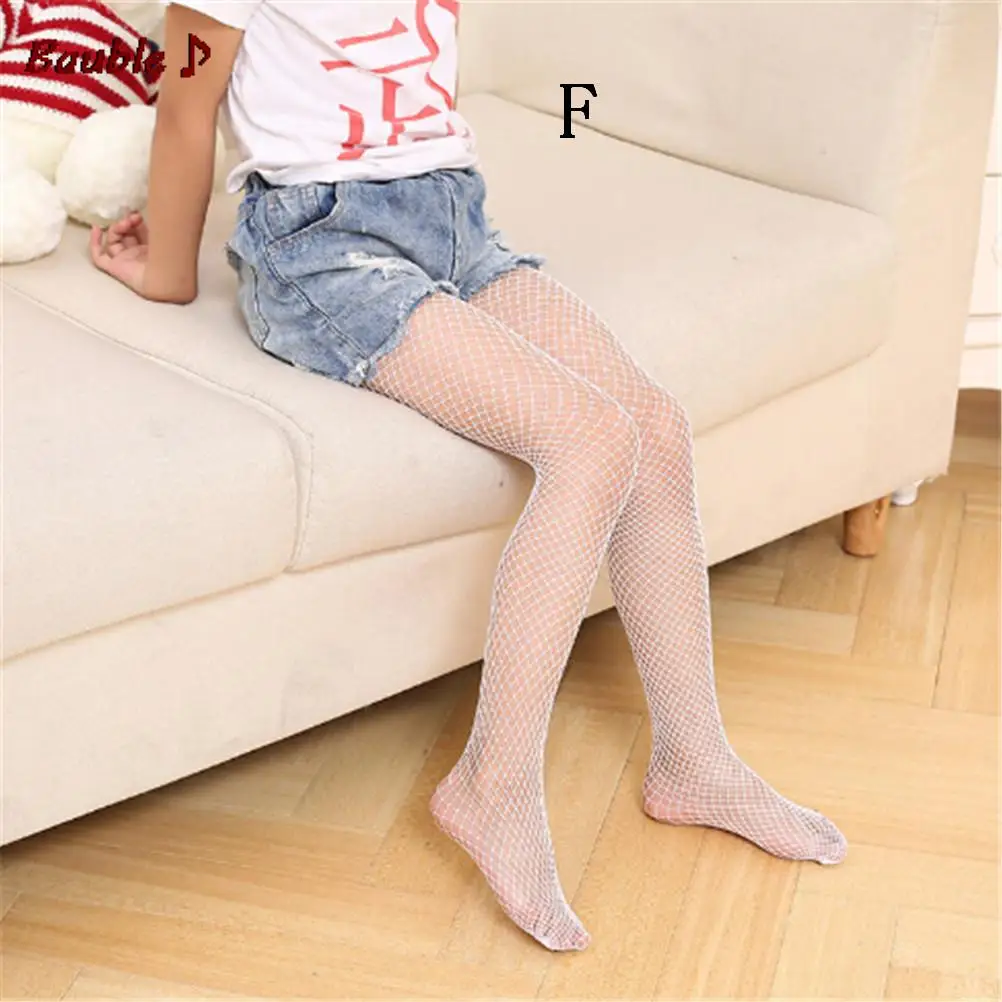 New Fashion Kids Girl Lace Fishnet Stockings Summer Children Black Pantyhose Mesh Tights Ripped Jeans Net Grid Stockings