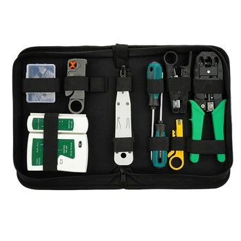 

Computer Network Repair Tool Kit LAN Cable Tester Wire Cutter Screwdriver Pliers Crimping Maintenance Tool Set Bag