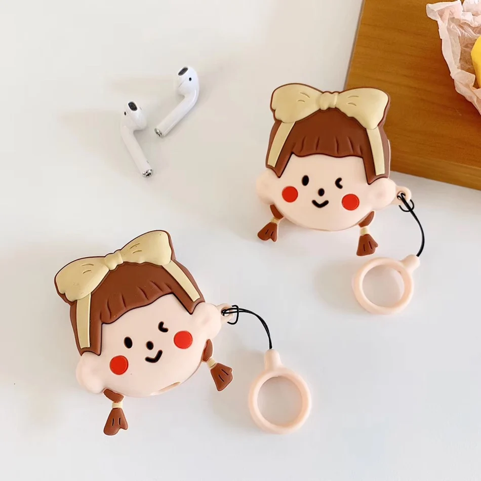 3D Durian Bluetooth наушники чехол для Apple Airpods 2 Чехол оплетка Девушка Силиконовый Air Pods