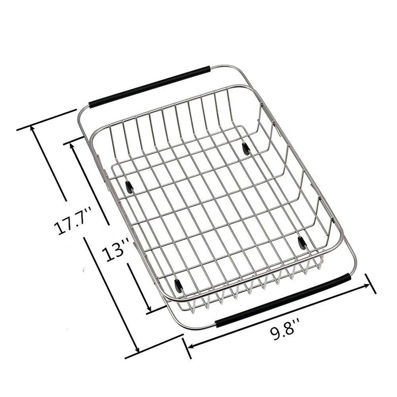 

New Dish Rack Over Sink, Adjustable Arms Holder Utensil Drainer Functional Drying Organizer for Vegetable and Fruit,Kitchen orga