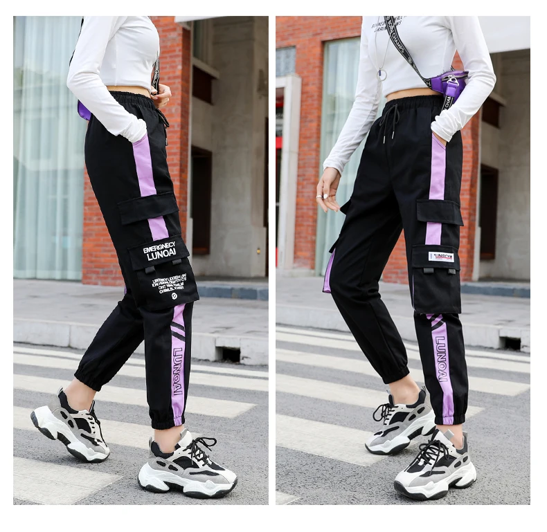 NEW 2020 HOT Women'Pants High Waist pants Big Pockets Cargo pants Baggy Tactical Trouser Loose Streetwear hip hop joggers pants NEW 2020 HOT Women'Pants High Waist pants Big Pockets Cargo pants Baggy Tactical Trouser Loose Streetwear hip hop joggers pants