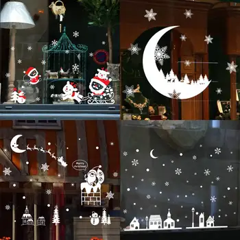 

Christmas Anti-Static Wall Stickers Glass Stickers Self-Adhesive Home Window Waterproof Wallpaper Decals Christmas Decoration