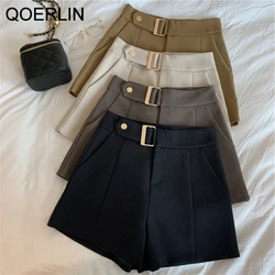 QOERLIN Spring New Loose Suit Pants for Women Wide Leg Pants Shorts Girl High Waist Women's Booty Shorts Black High Waist Pocket