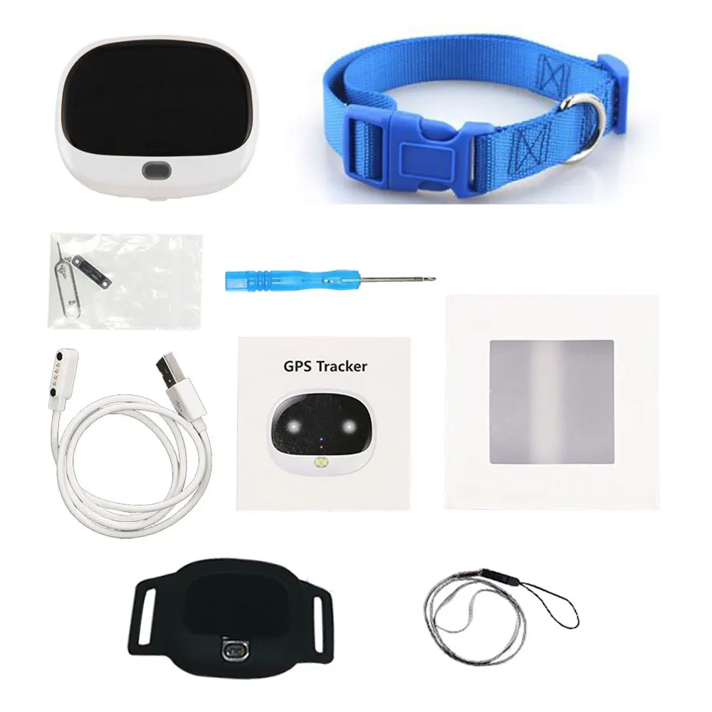 White-Blue-Collar Китай лучший мини gps-трекер для кошек V47 собака gps домашнее животное GSM отслеживающее устройство водонепроницаемый IP67 SOS голосовой монитор Двусторонняя беседа бесплатное приложение - Цвет: White-Blue-Collar
