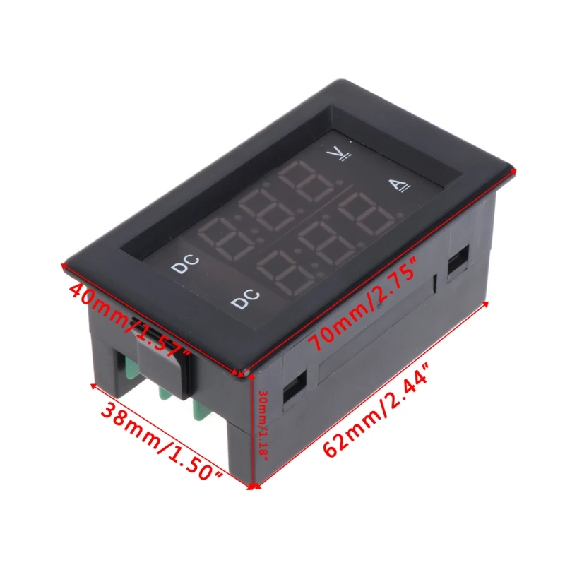 DC 600V 20A двойной цифровой вольтметр Амперметр Вольт тестер Измеритель красный +