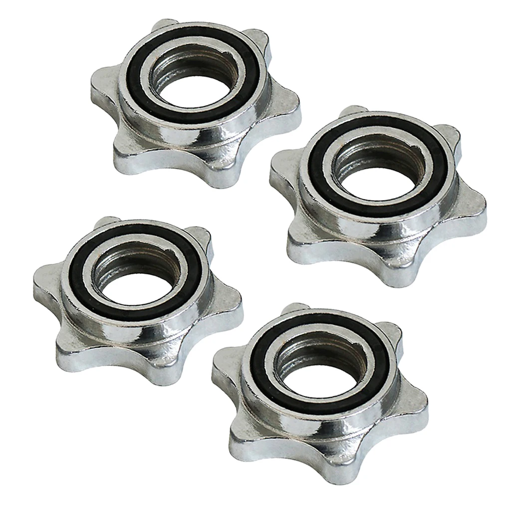 4Pcs 1`` Dumbbell Spin Lock Barbell Bar Rod Hex Nut Collar Clamp Fixed Screw