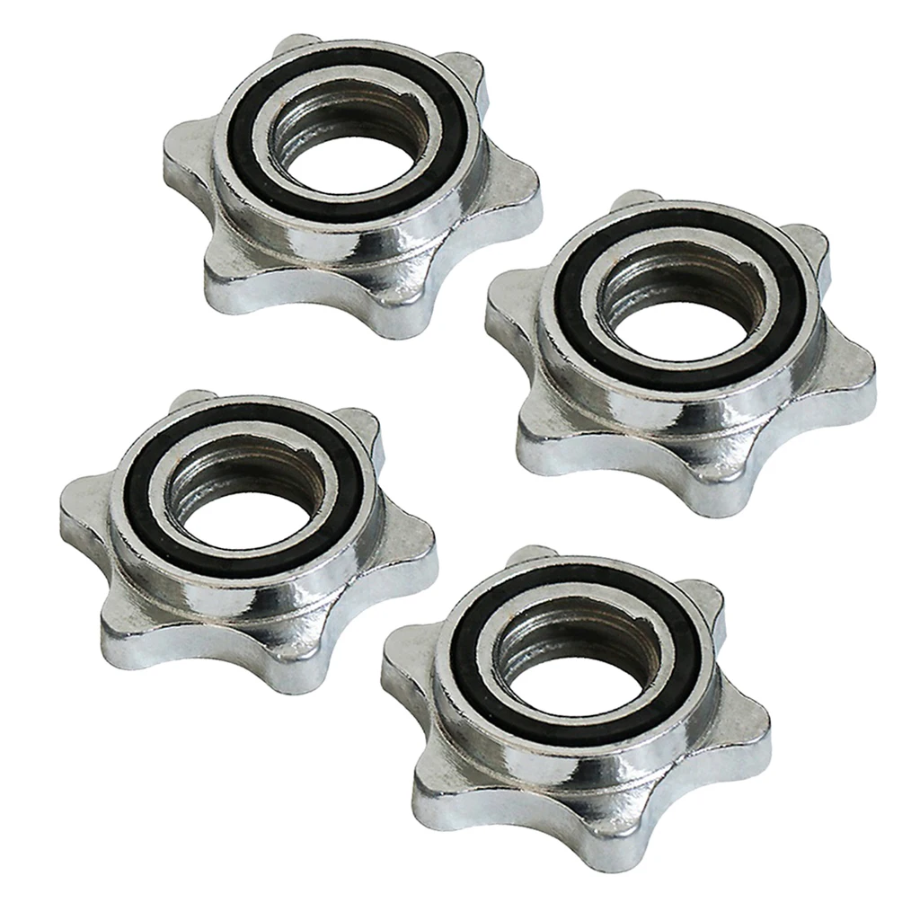4Pcs 1'' Dumbbell Spin Lock Barbell Bar Rod Hex Nut Collar Clamp Fixed Screw
