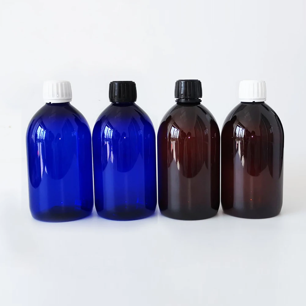 

Wholesale Rond 500ml Dark plastic bottle with tamper evident cap Shampoo Lotion Cream Liquid Cosmetic Bottle