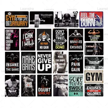 

Metal Tin Sign Excuses Signs Modern Poster Fat Loss Fitness Shaping Persist Wall Art Decor For Gym Home Sports Club Iron Plaque