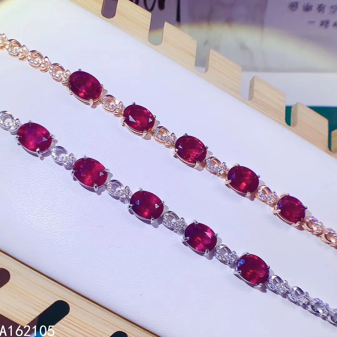

Fine jewelry 925 pure silver Chinese style natural pyrope garnet girl exquisite elegant oval gem hand chain bracelet support det