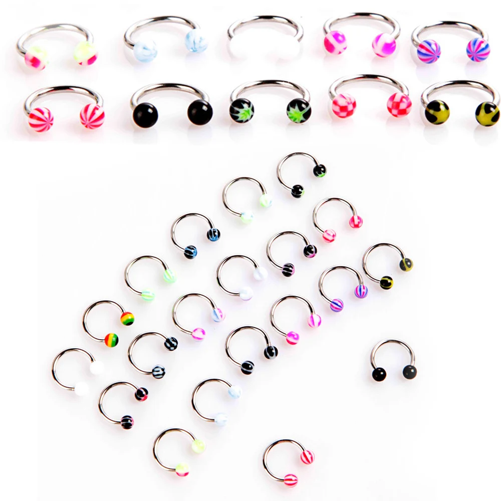 Кольцо в форме подковы для пирсинга уха акриловое ювелирное изделие унисекс 1 шт.